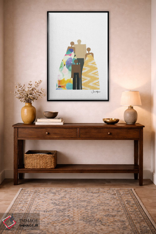 تابلو مدرن خانواده چهار نفره رنگارنگ اثر لولوآرت استودیو - D5B