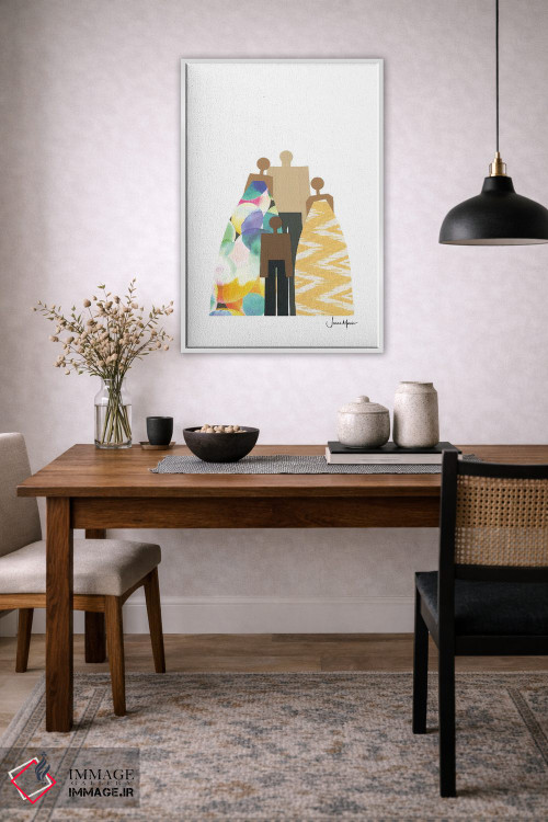 تابلو مدرن خانواده چهار نفره رنگارنگ اثر لولوآرت استودیو - D4W