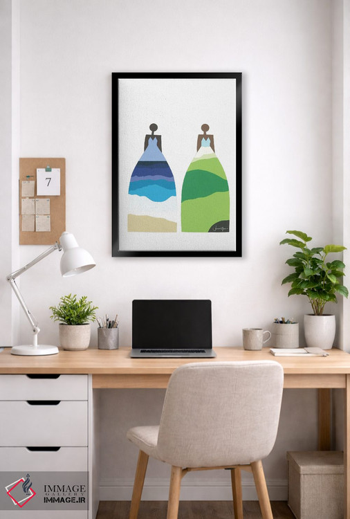 تابلو مدرن ساحل و چمنزار اثر لولوآرت استودیو - D6B