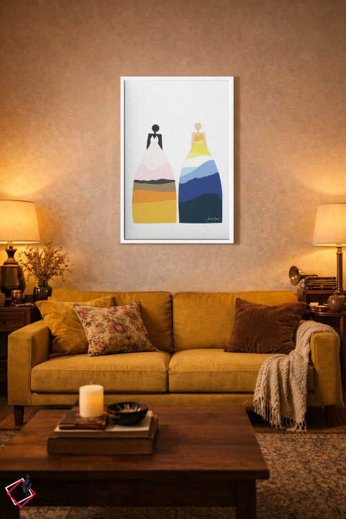 تابلو انتزاعی کشتزار علف و کوه اثر لولوآرت استودیو - D3W