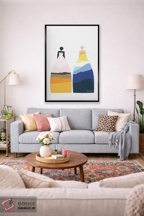 تابلو انتزاعی کشتزار علف و کوه اثر لولوآرت استودیو - D2B