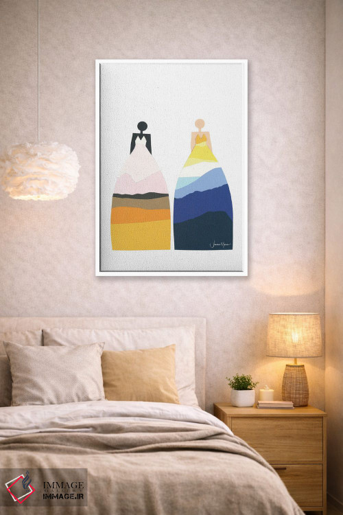 تابلو انتزاعی کشتزار علف و کوه اثر لولوآرت استودیو - D1W