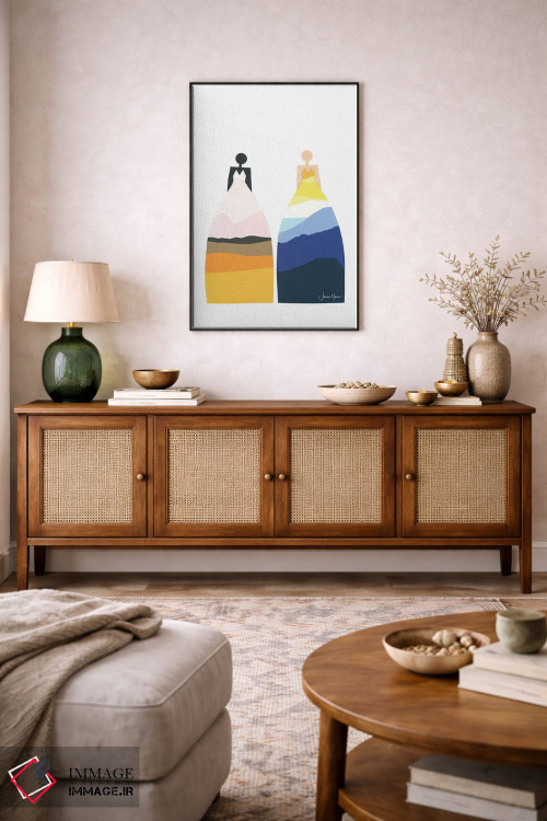 تابلو انتزاعی کشتزار علف و کوه اثر لولوآرت استودیو - D5B