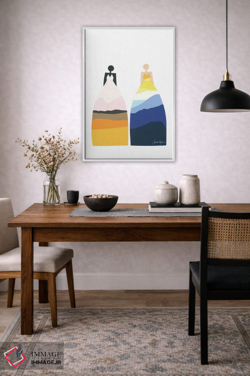 تابلو انتزاعی کشتزار علف و کوه اثر لولوآرت استودیو - D4W