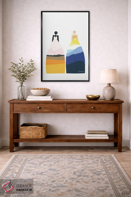 تابلو انتزاعی کشتزار علف و کوه اثر لولوآرت استودیو - D6B