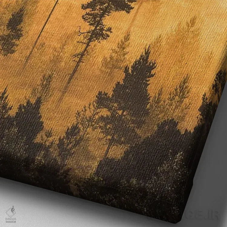 تابلو دکوراتیو کاج های کوتوله III اثر لاری لوهی - نمای نزدیک بافت بوم