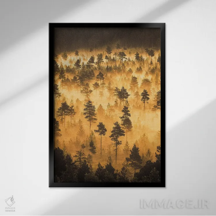 تابلو دکوراتیو کاج های کوتوله III اثر لاری لوهی - نمای قابدار مشکی