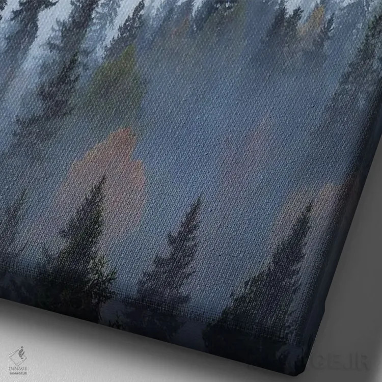 تابلو دکوراتیو بالای مه اثر لاری لوهی - نمای نزدیک بافت بوم