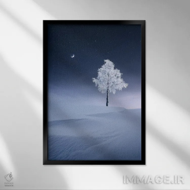 تابلو دکوراتیو ماه در حال افزایندگی اثر لاری لوهی - نمای قابدار مشکی