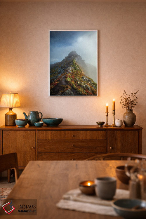 تابلو دکوراتیو کوه مه آلود اثر لاری لوهی - D6W