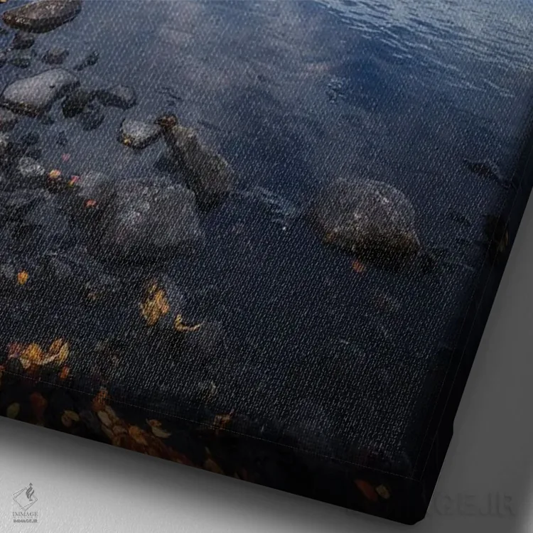 تابلو دکوراتیو کوه سائانا اثر لاری لوهی - نمای نزدیک بافت بوم