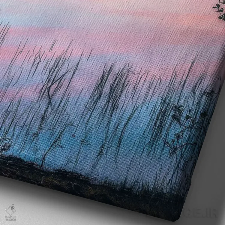تابلو دکوراتیو آرامش صبحگاهی اثر لاری لوهی - نمای نزدیک بافت بوم