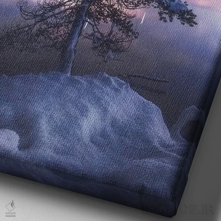 تابلو دکوراتیو اولین برف زیر ستارگان اثر لاری لوهی - نمای نزدیک بافت بوم