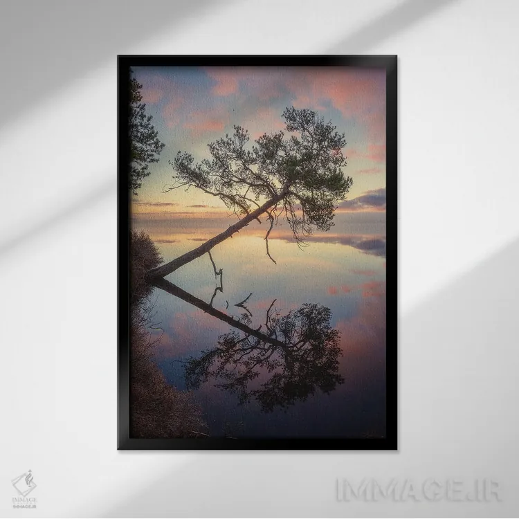 تابلو دکوراتیو خمیده اثر لاری لوهی - نمای قابدار مشکی