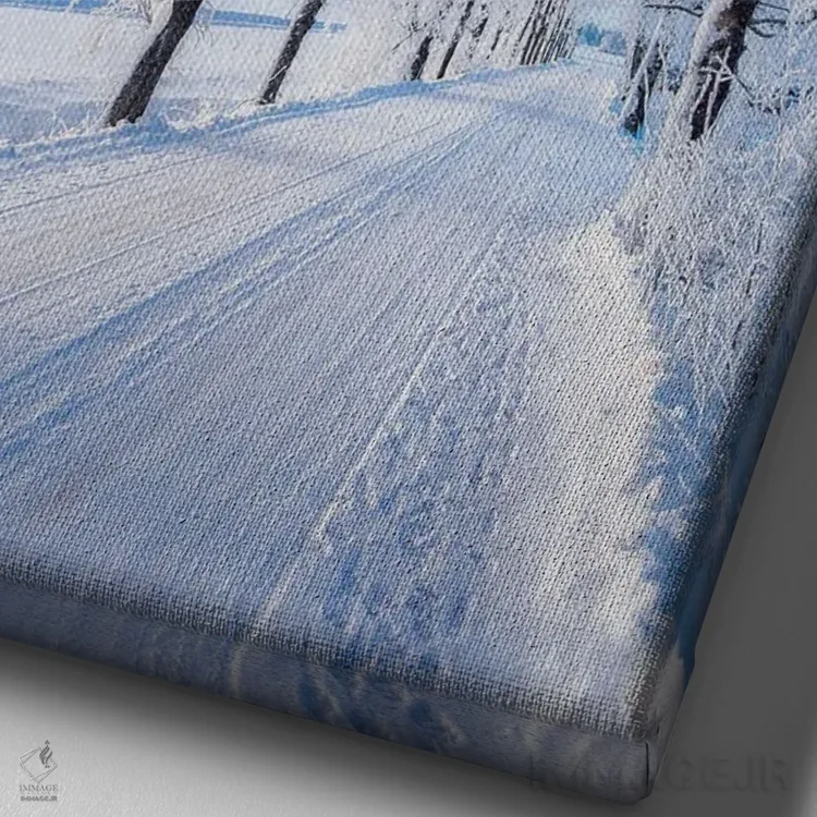 تابلو دکوراتیو جاده زمستانی اثر لاری لوهی - نمای نزدیک بافت بوم