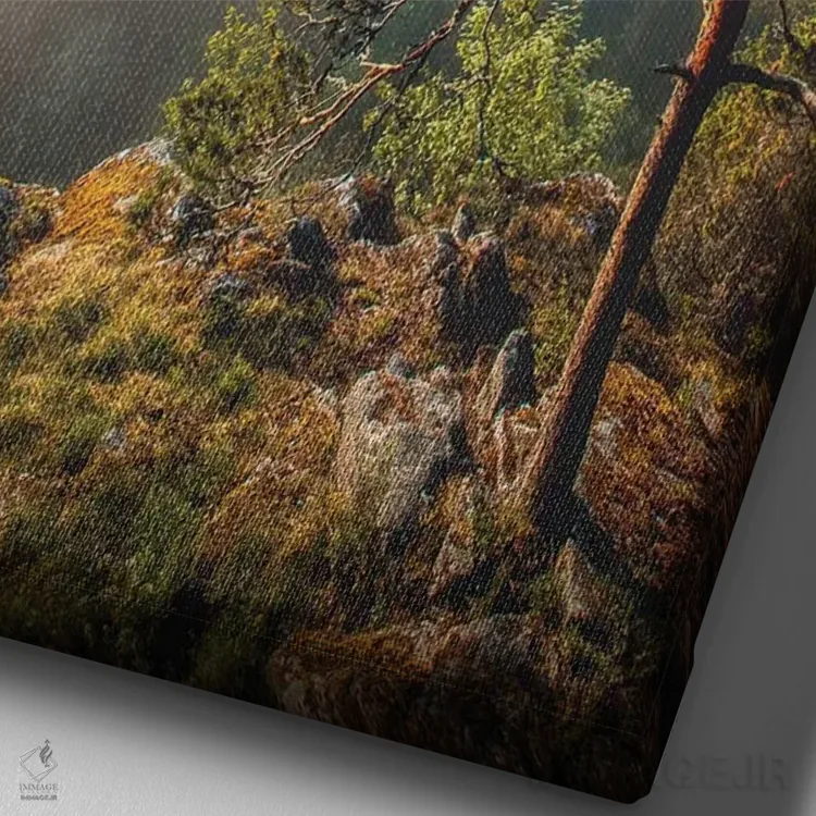 تابلو دکوراتیو مه صبحگاهی اثر لاری لوهی - نمای نزدیک بافت بوم