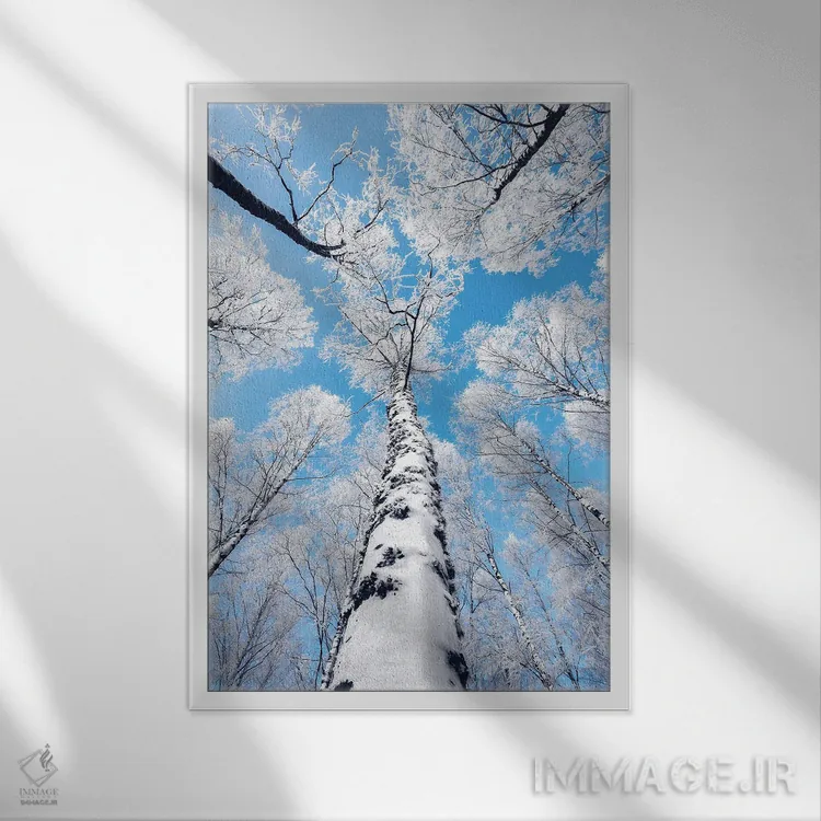 تابلو دکوراتیو لمس آسمان اثر لاری لوهی - نمای قابدار سفید