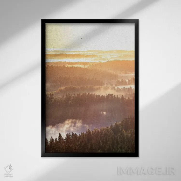 تابلو دکوراتیو پرتوهای صبحگاهی اثر لاری لوهی - نمای قابدار مشکی