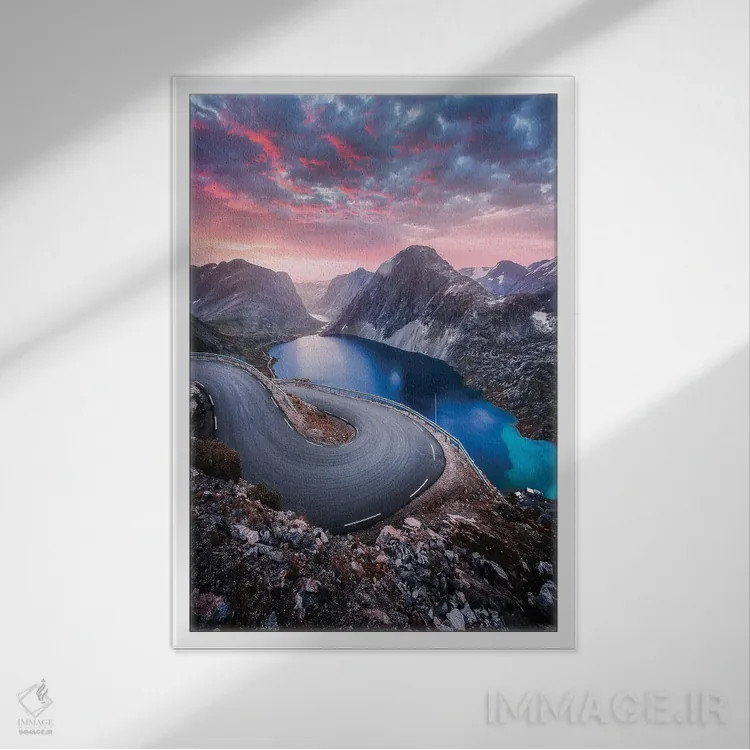 تابلو دکوراتیو جاده کوهستانی اثر لاری لوهی - نمای قابدار سفید