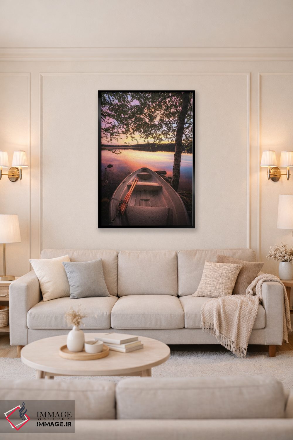 تابلو دکوراتیو قایق در دریاچه اثر لاری لوهی - D4B