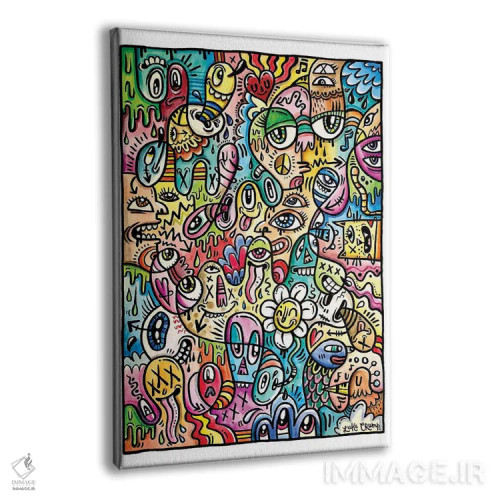 تابلو انتزاعی خط خطی رنگی اثر لوک کرامپ - نمای پرسپکتیو محصول