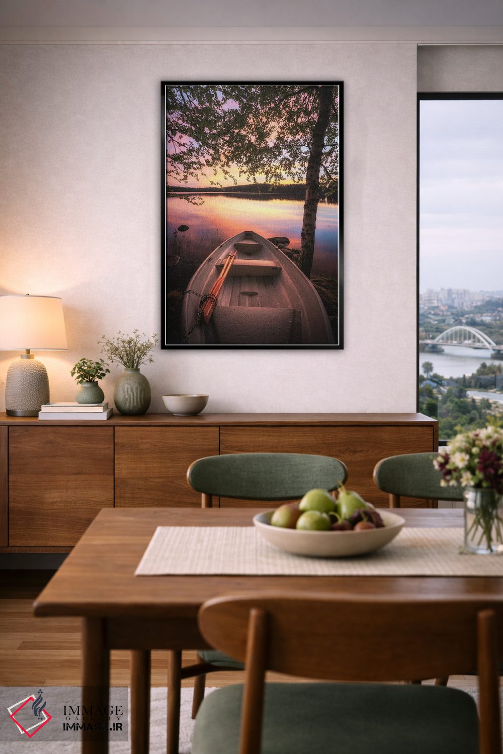 تابلو دکوراتیو قایق در دریاچه اثر لاری لوهی - D6B