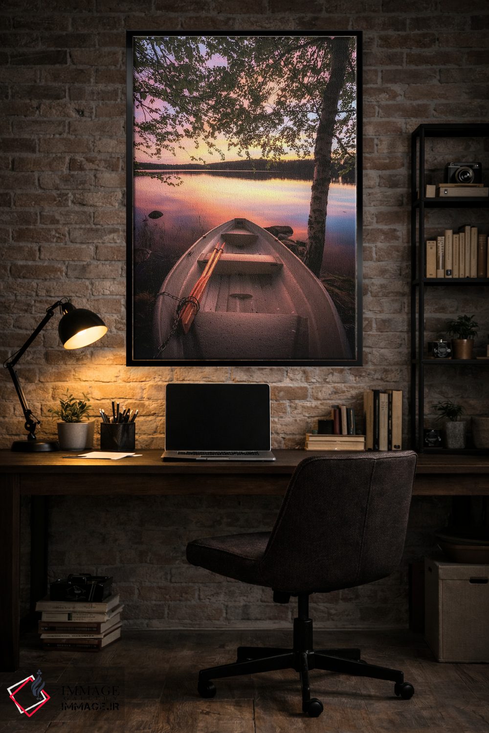 تابلو دکوراتیو قایق در دریاچه اثر لاری لوهی - D5B
