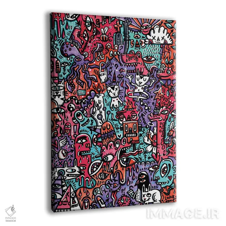 تابلو انتزاعی زمانه پرآشوب اثر لوک کرامپ - نمای پرسپکتیو محصول