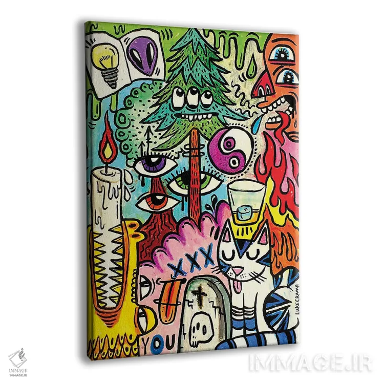 تابلو انتزاعی نقاشی پاستل روغنی اثر لوک کرامپ - نمای پرسپکتیو محصول