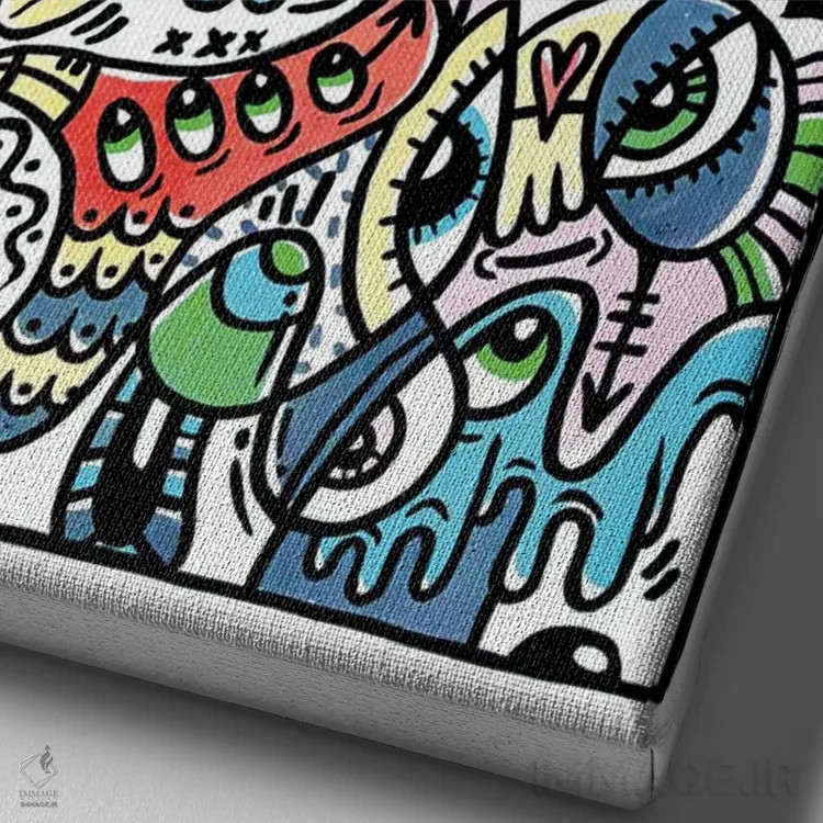 تابلو انتزاعی تفریح و بازی اثر لوک کرامپ - نمای نزدیک بافت بوم