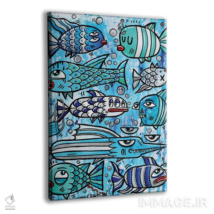 تابلو دکوراتیو ماهی آبی اثر لوک کرامپ - نمای پرسپکتیو محصول