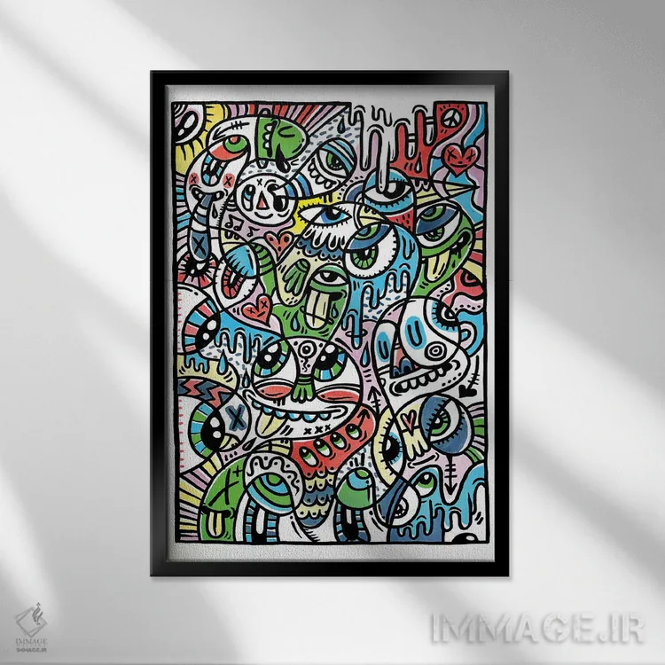 تابلو انتزاعی تفریح و بازی اثر لوک کرامپ - نمای قابدار مشکی