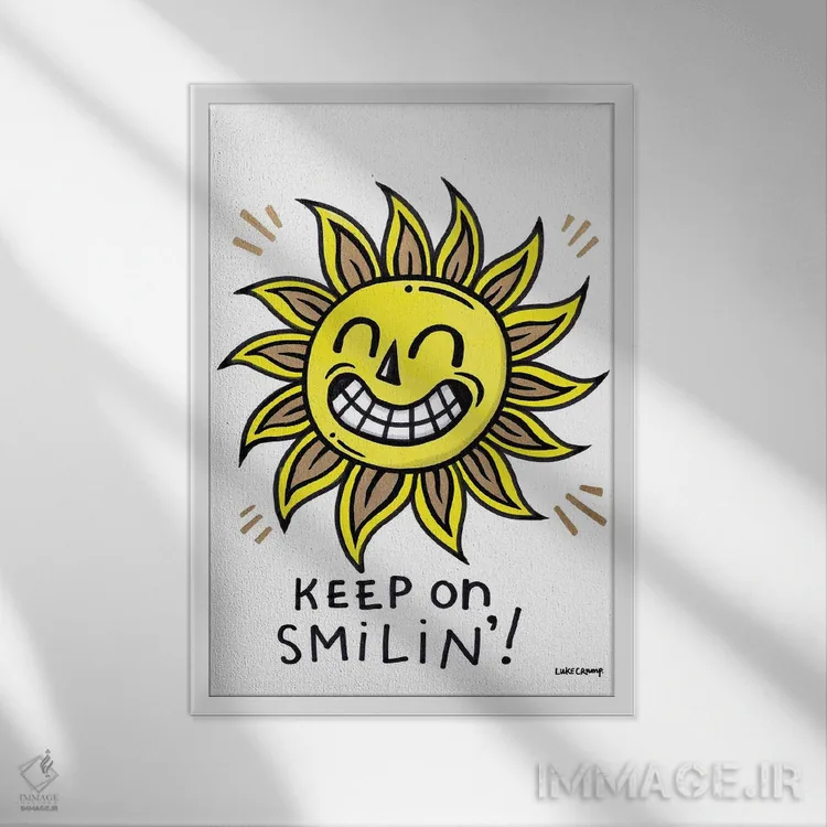 تابلو دکوراتیو همیشه لبخند بزن اثر لوک کرامپ - نمای قابدار سفید
