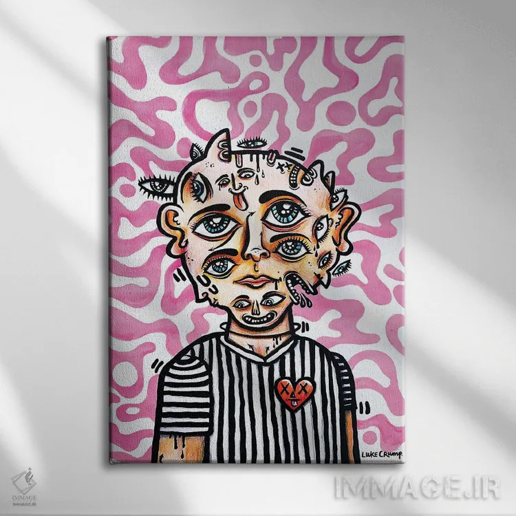 تابلو دکوراتیو پرتره فردی با چهره های بسیار اثر لوک کرامپ - نمای روبهرو روی دیوار