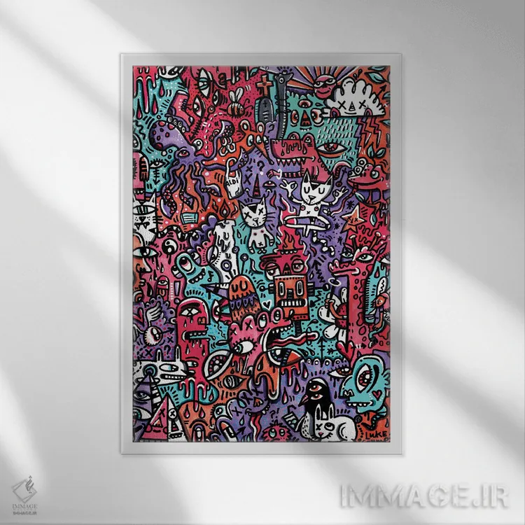 تابلو انتزاعی زمانه پرآشوب اثر لوک کرامپ - نمای قابدار سفید