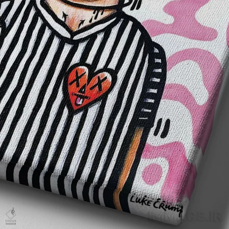 تابلو دکوراتیو پرتره فردی با چهره های بسیار اثر لوک کرامپ - نمای نزدیک بافت بوم