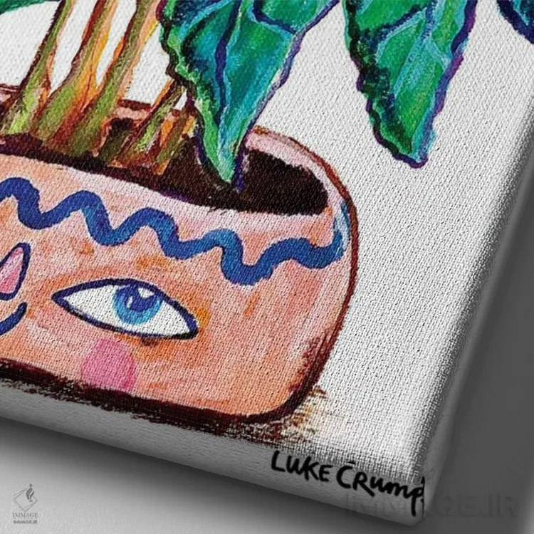 تابلو دکوراتیو آلوکاسیا اثر لوک کرامپ - نمای نزدیک بافت بوم