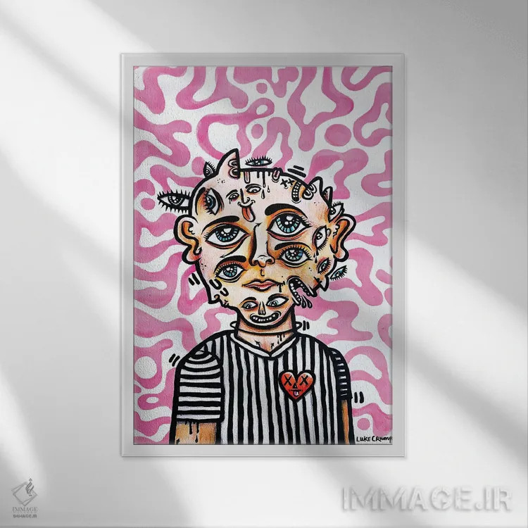 تابلو دکوراتیو پرتره فردی با چهره های بسیار اثر لوک کرامپ - نمای قابدار سفید