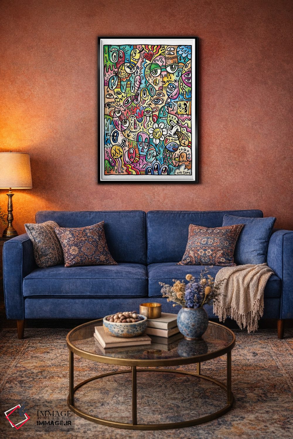 تابلو انتزاعی خط خطی رنگی اثر لوک کرامپ - D4B