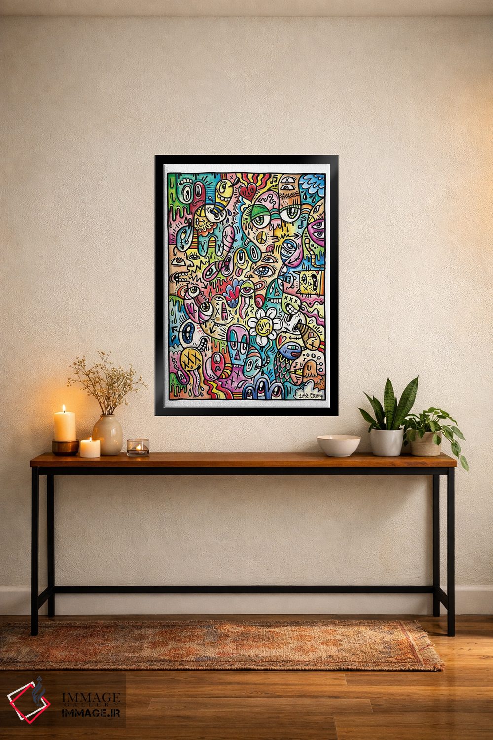 تابلو انتزاعی خط خطی رنگی اثر لوک کرامپ - D5B