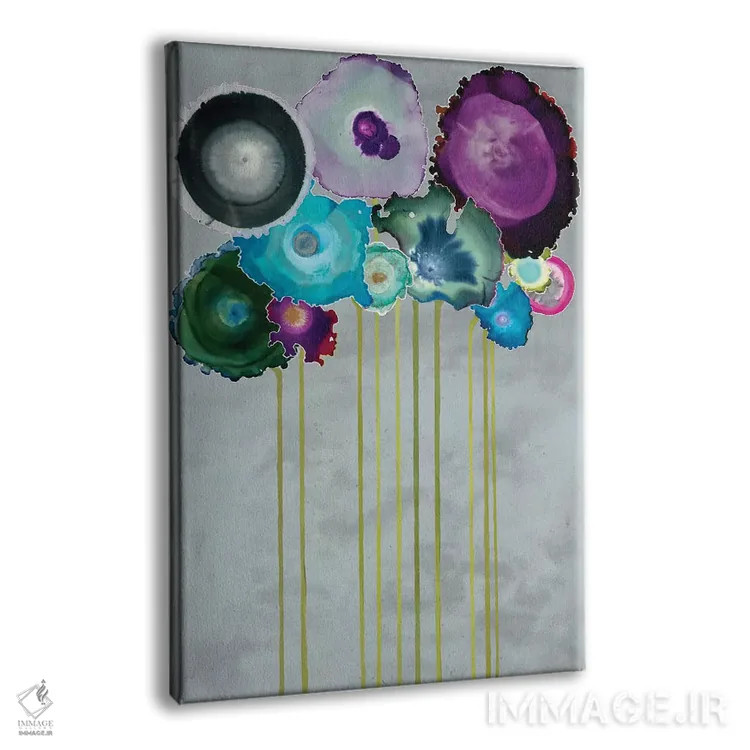 تابلو انتزاعی دسته گل نقره ای اثر لورا ون هورن - نمای پرسپکتیو محصول