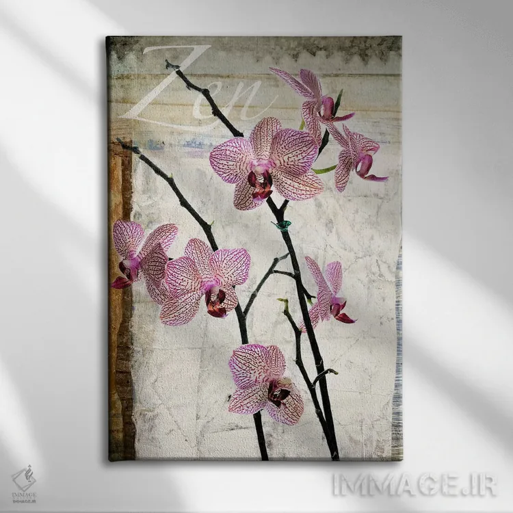 تابلو دکوراتیو ارکیده ها اثر لوز گرافیکس - نمای روبهرو روی دیوار