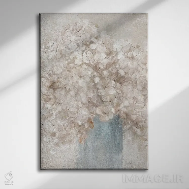 تابلو مدرن هورتانسیاهای آرام اثر لیوی فین - نمای روبهرو روی دیوار