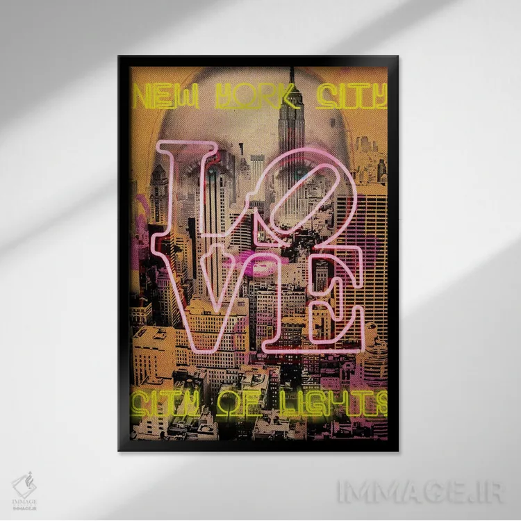 تابلو دکوراتیو چشمان نیویورک اثر لوز گرافیکس - نمای قابدار مشکی