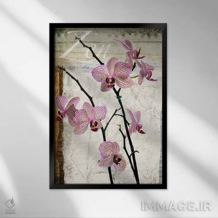 تابلو دکوراتیو ارکیده ها اثر لوز گرافیکس - نمای قابدار مشکی