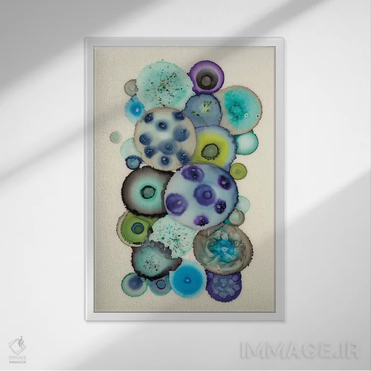 تابلو انتزاعی ژئودها دو اثر لورا ون هورن - نمای قابدار سفید