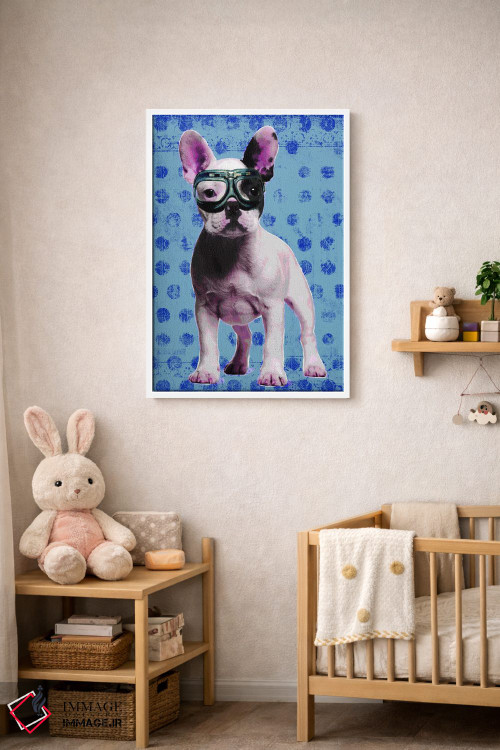 تابلو دکوراتیو بولداگ آبی اثر لوز گرافیکس - D3W