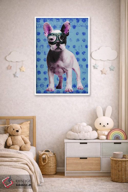 تابلو دکوراتیو بولداگ آبی اثر لوز گرافیکس - D4W