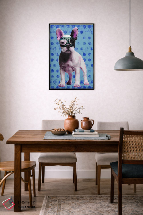 تابلو دکوراتیو بولداگ آبی اثر لوز گرافیکس - D6B