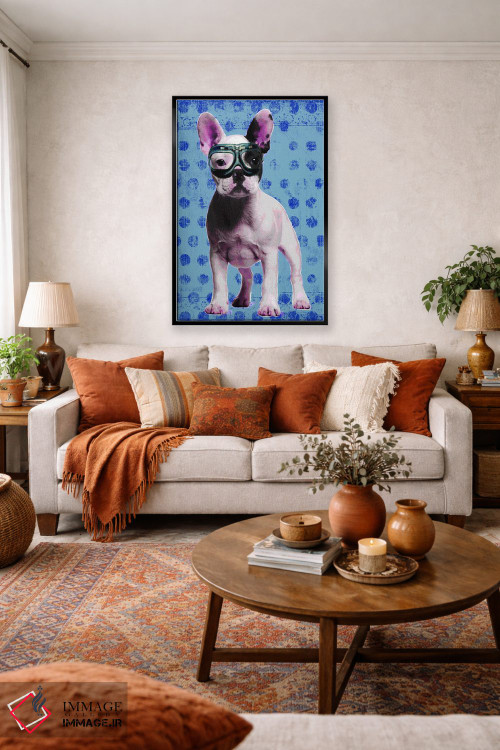 تابلو دکوراتیو بولداگ آبی اثر لوز گرافیکس - D5B